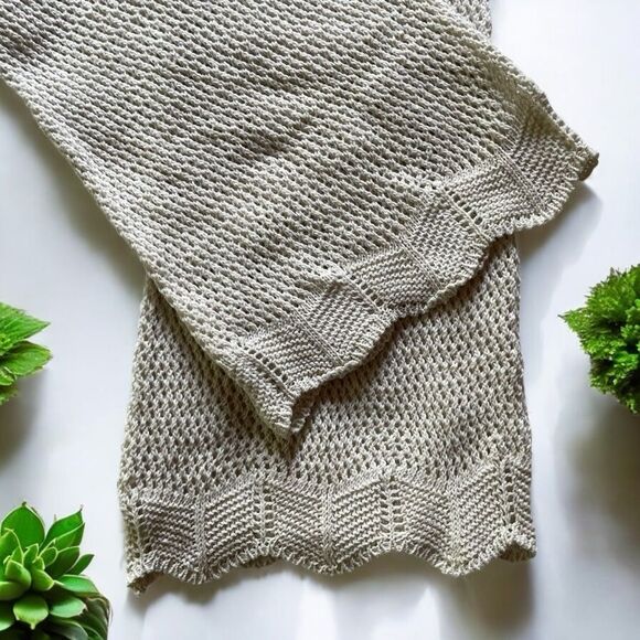 Crochet Drawstring Waist Cover-Up Beach Pants in Ecru - M | Medium - Picture 6 of 7